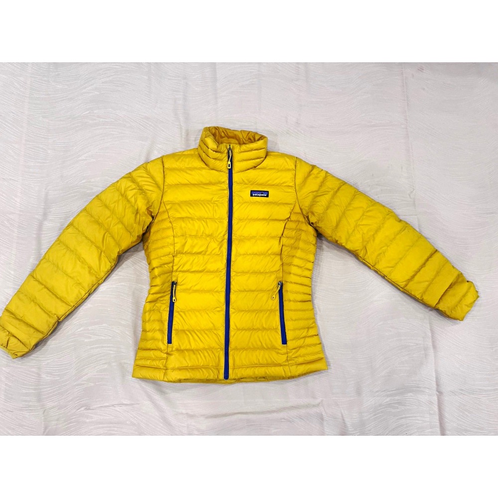 Patagonia Women's Down Sweater Full Zip Down Insulated Puffer Jacket Yellow S